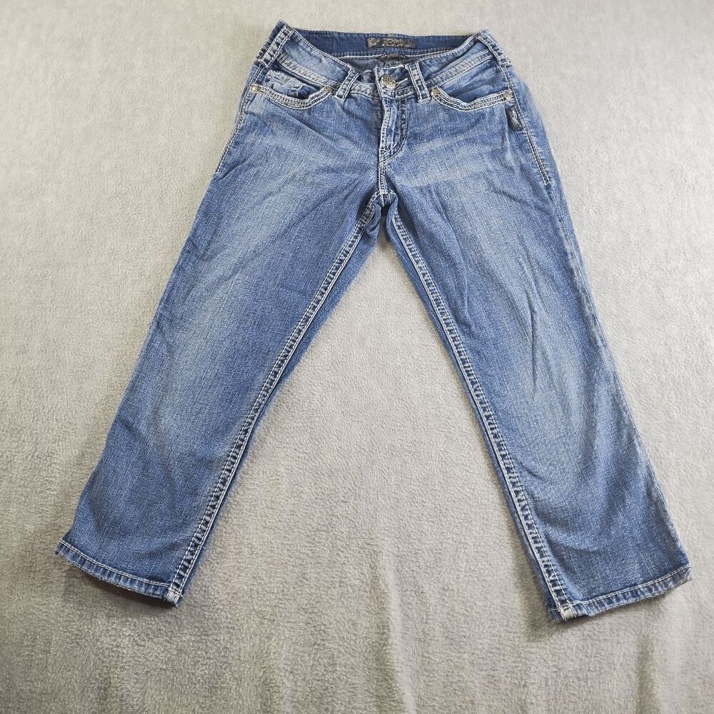 Silver Jeans Womens 25W Blue Suki Surplus Light Wash Denim Capris
